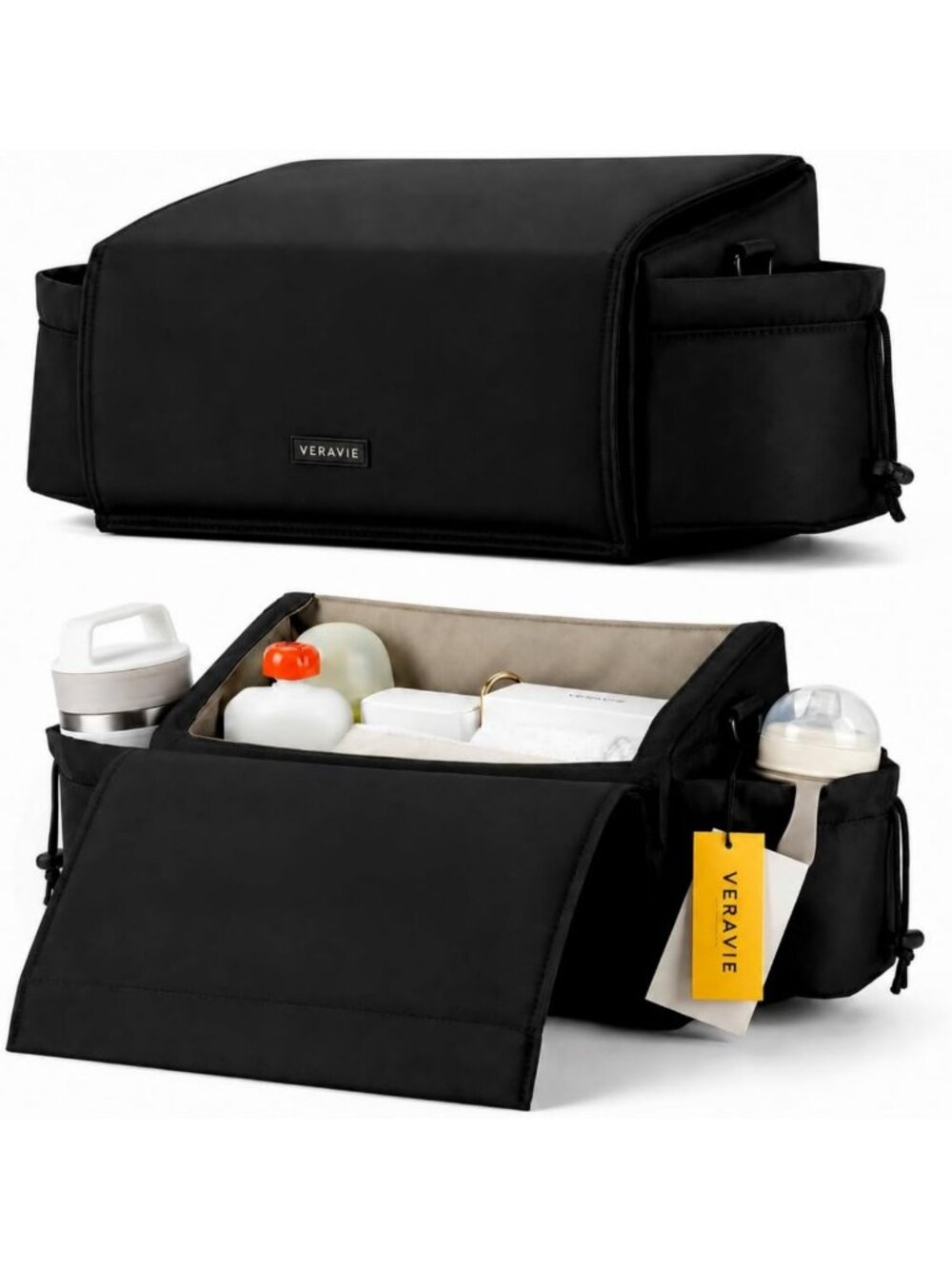 Extra Large Stroller Organizer Caddy Bag with Cup Holders & Storage Pockets